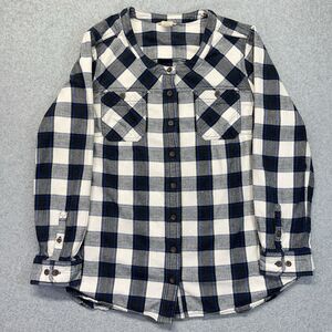 Duluth Trading Flannel Tunic Shirt Women’s 2XL Blue Gray White Plaid 31702